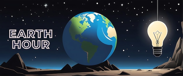 PSD ilustracja globusu godziny ziemi z planetą ziemią dzień ziemi