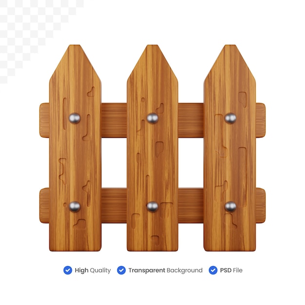 Ilustracja ikony 3D Drewniany płot