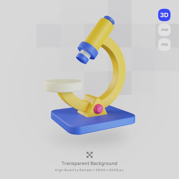 Ilustracja Ikony 3d Renderuje Mikroskop Z Przezroczystym Tłem