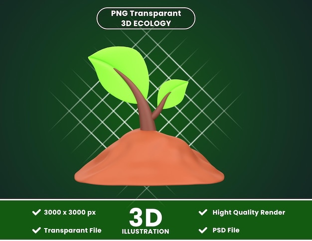 PSD ilustracja ikony 3d sadzenie