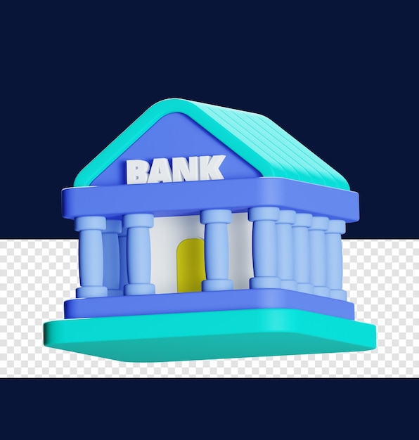 PSD ilustracja ikony budynku banku 3d