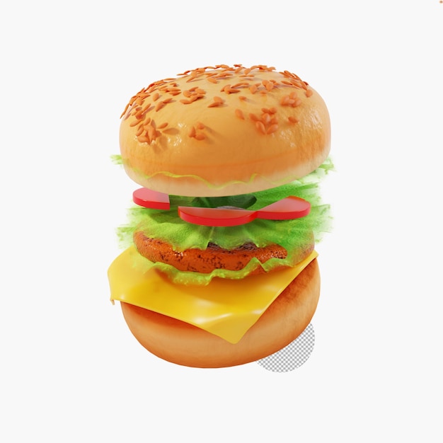 Ilustracja Ikony Cheeseburgera Renderowania 3d