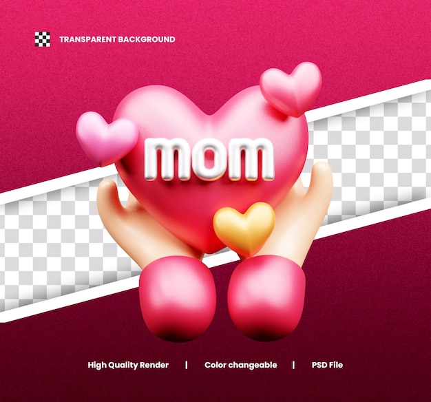 PSD ilustracja ikony dnia matki 3d lub ikona dnia matki 3d