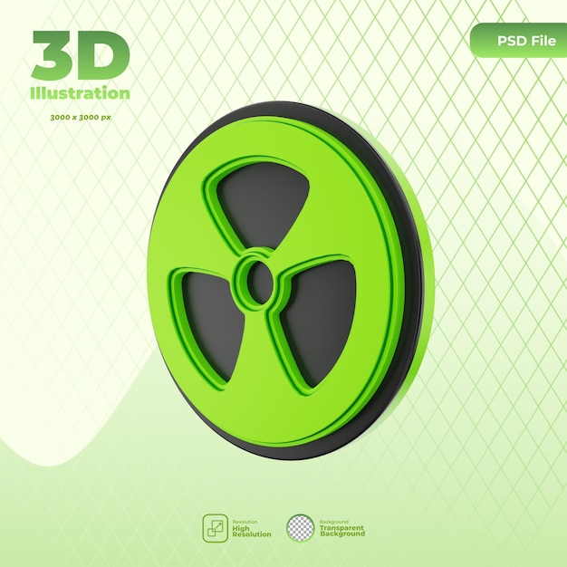 PSD ilustracja ikony energii jądrowej 3d