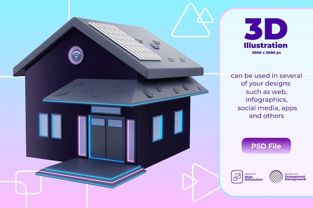 Ilustracja ikony inteligentnego domu 3D
