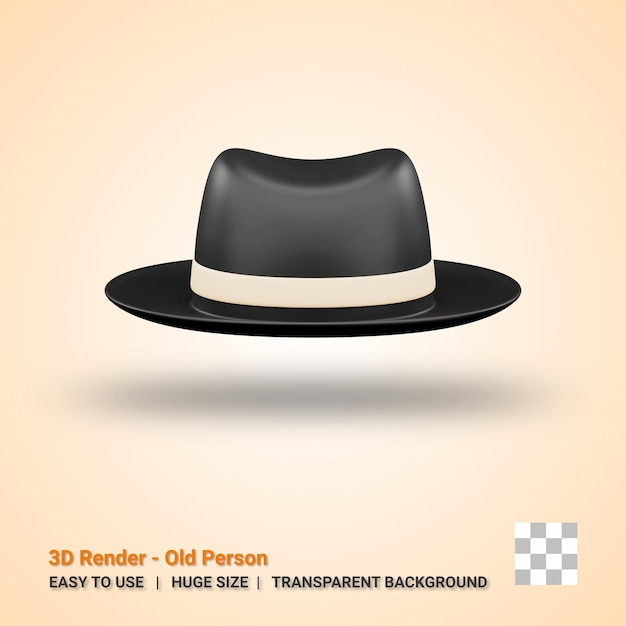PSD ilustracja ikony kapelusza 3d z przezroczystym tłem