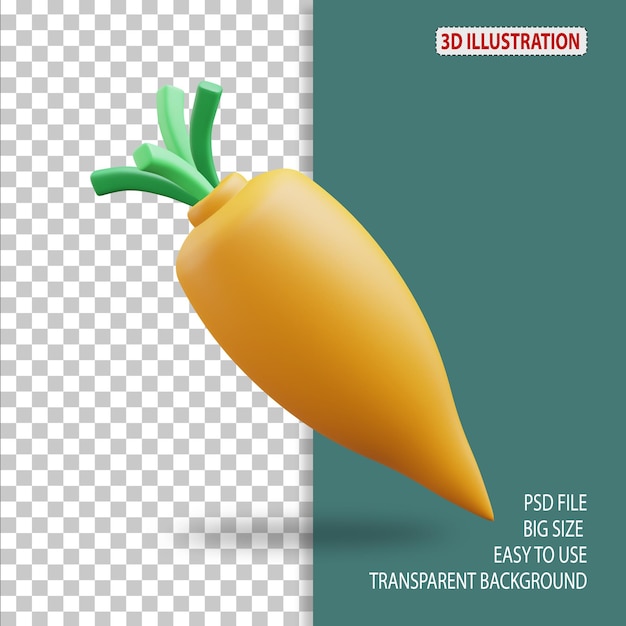 PSD ilustracja ikony marchewki 3d z przezroczystym tłem