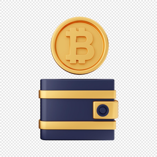 PSD ilustracja ikony portfela bitcoin 3d