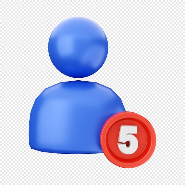 PSD ilustracja ikony powiadomienia użytkownika 3d