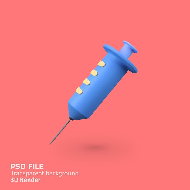 Ilustracja ikony renderowania 3D izolowanej apteki strzykawki