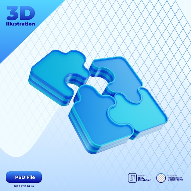 PSD ilustracja ikony rozwiązania 3d