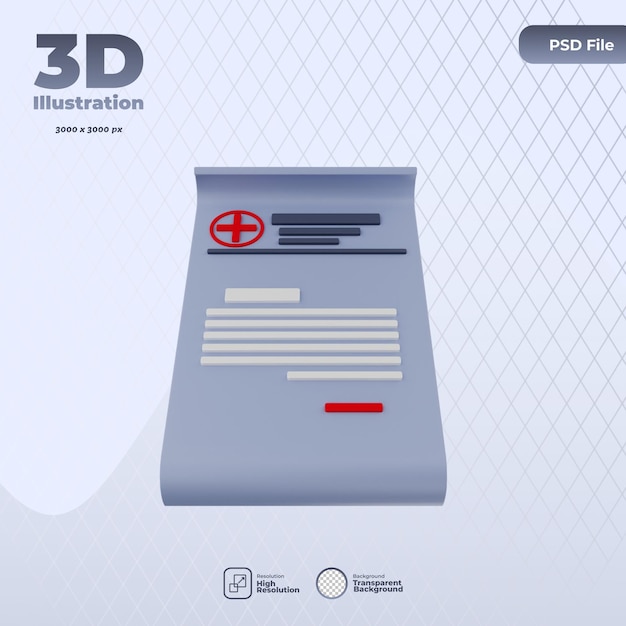 PSD ilustracja ikony ubezpieczenia zdrowotnego 3d