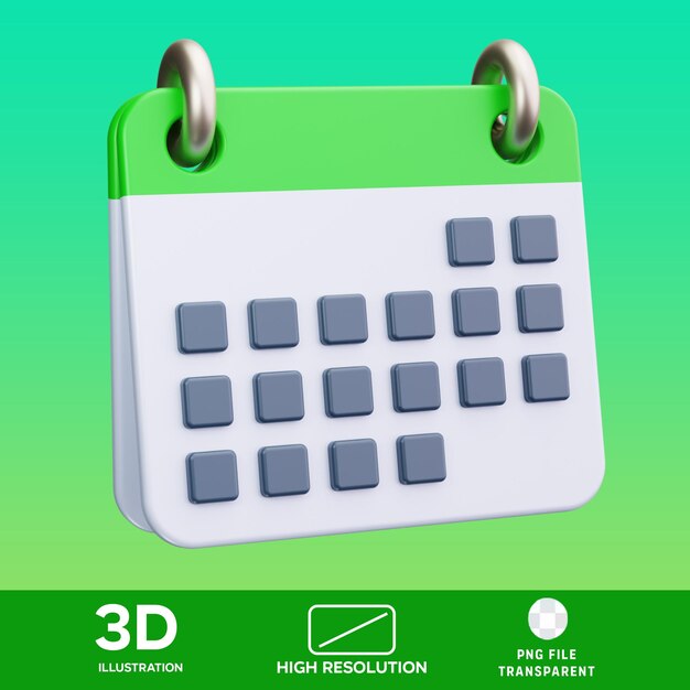 Ilustracja kalendarza PSD 3D