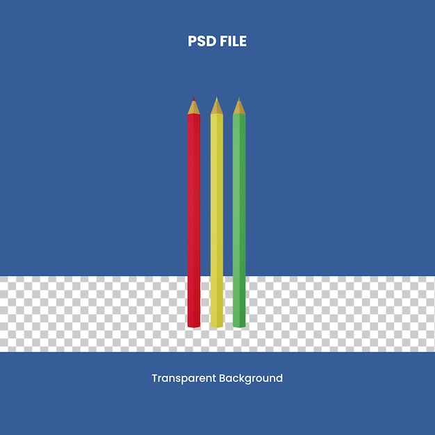 PSD ilustracja kolorowej ikony 3d ołówków