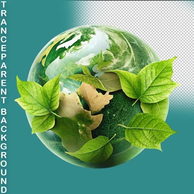 PSD ilustracja koncepcji dnia ziemi zielonej planety ziemi na przezroczystym tle