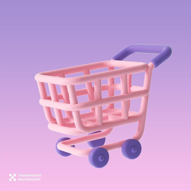 Ilustracja koszyka zakupów PSD 3D