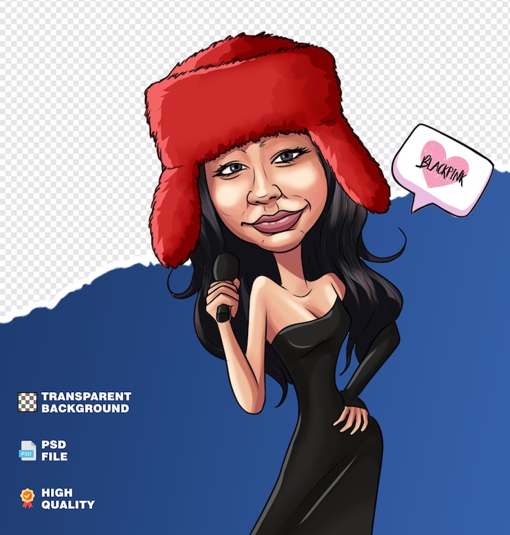 PSD ilustracja kreskówka karykatura jennie kim