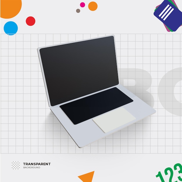 PSD ilustracja laptopa 3d