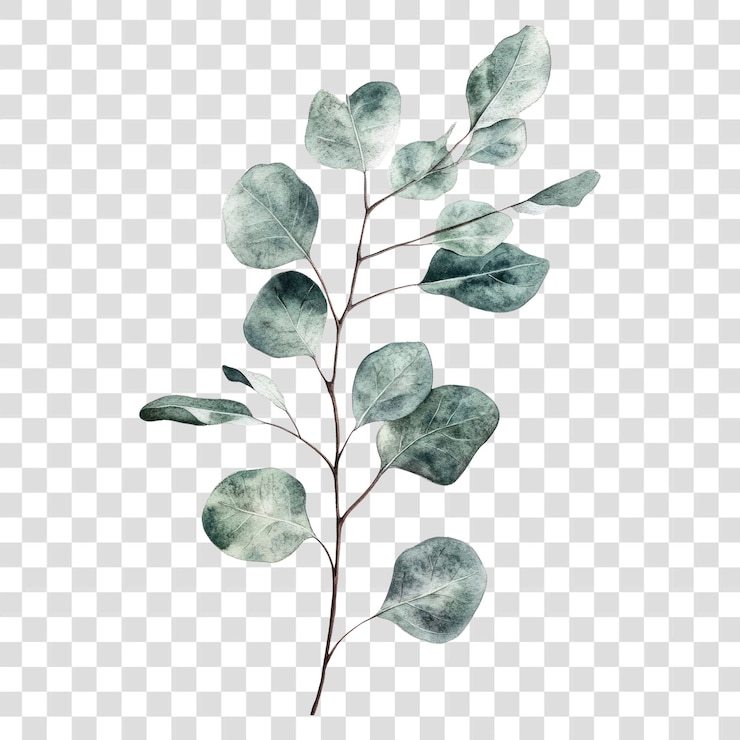 PSD ilustracja liści suchego eukaliptusa w png