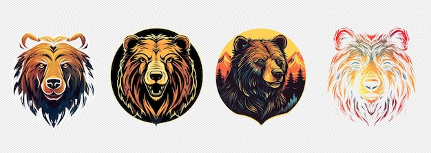 PSD ilustracja logo z niedźwiedziem na przezroczystym tle
