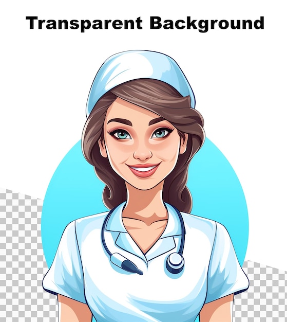 PSD ilustracja logotypu szczęśliwej pielęgniarki na przezroczystym tle