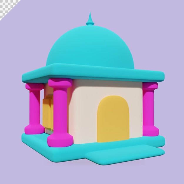 PSD ilustracja masjid renderowania 3d