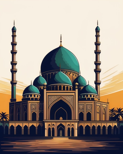 PSD ilustracja meczetu 2d