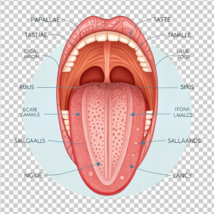 PSD ilustracja medyczna anatomii języka u człowieka