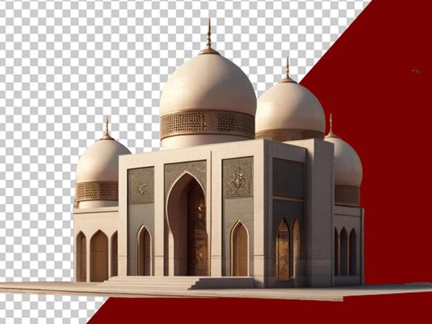 PSD ilustracja miniaturowego nowoczesnego meczetu