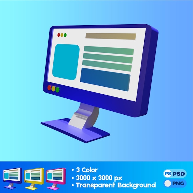 Ilustracja monitora 3D