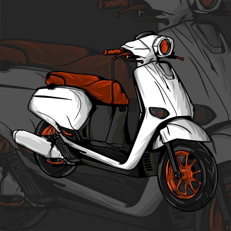 PSD ilustracja motocykla z wektorową automatyczną skrzynią biegów