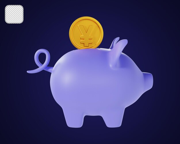 Ilustracja Piggy Bank Yuan 3d