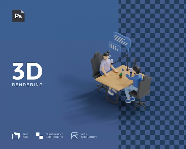 PSD ilustracja podcastu 3d