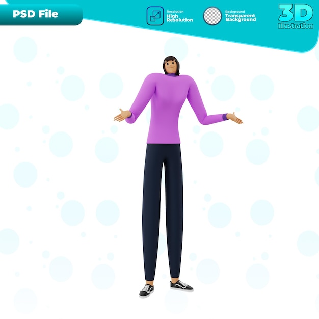 PSD ilustracja postaci bizneswoman 3d