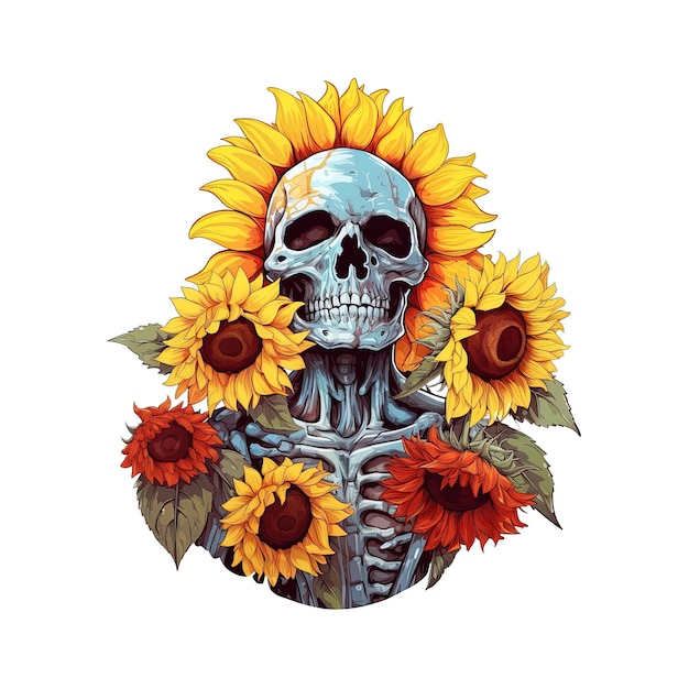Ilustracja Projektu Skull Sunburst Z Projektem Tsirt