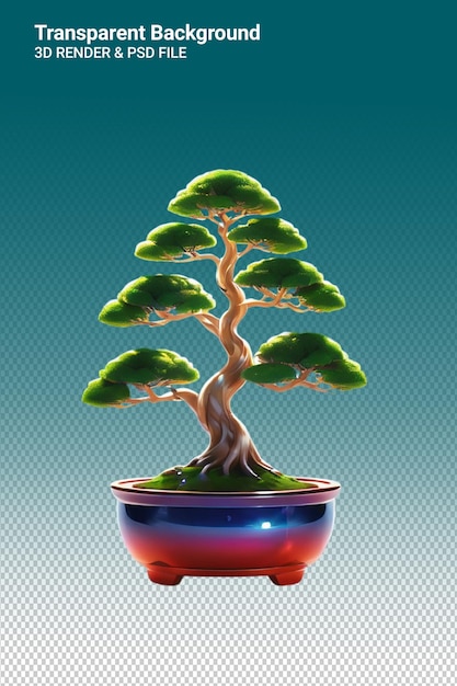 Ilustracja Psd 3d Bonsai Izolowane Na Przezroczystym Tle