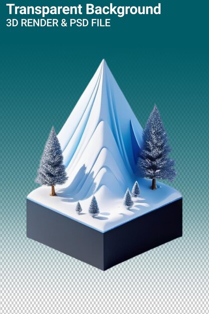 PSD ilustracja psd 3d góra izolowana na przezroczystym tle