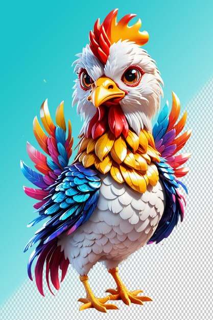 Ilustracja Psd 3d Kurczak Izolowany Na Przezroczystym Tle