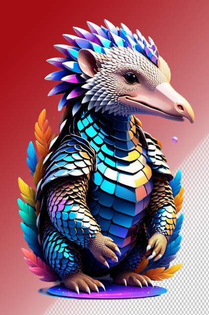 PSD ilustracja psd 3d pangolin izolowany na przezroczystym tle