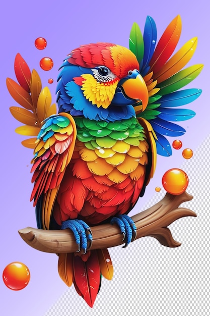 PSD ilustracja psd 3d papuga izolowana na przezroczystym tle