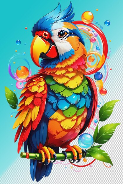 PSD ilustracja psd 3d papuga izolowana na przezroczystym tle