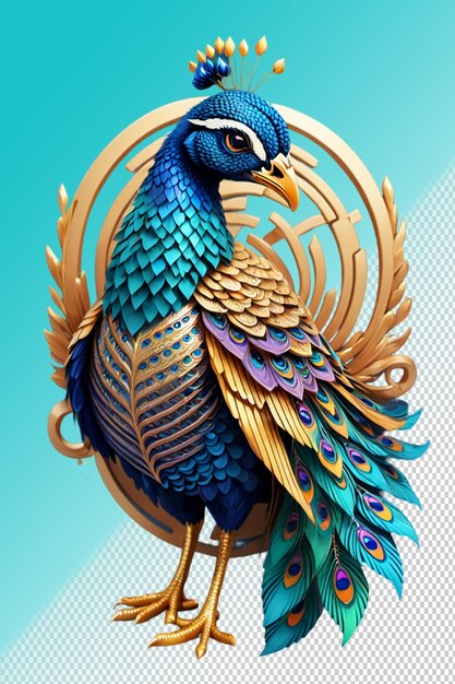 PSD ilustracja psd 3d peacock izolowany na przezroczystym tle