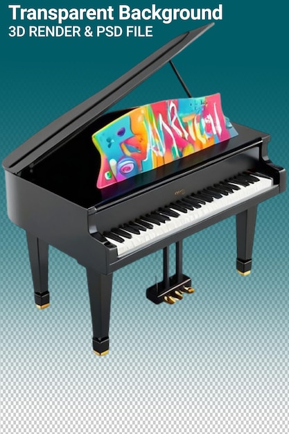 PSD ilustracja psd 3d piano izolowane na przezroczystym tle