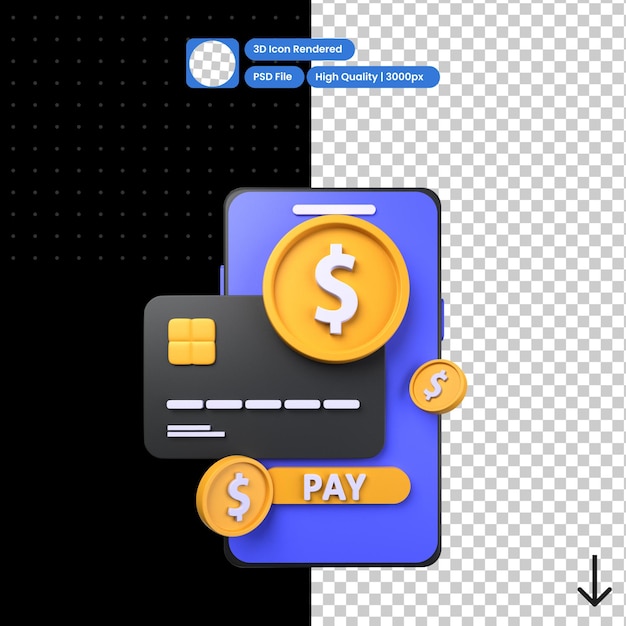 PSD ilustracja psd 3d płatności mobilnych