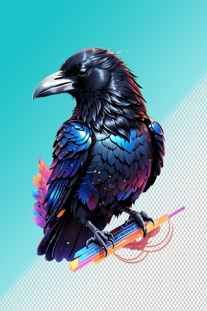 Ilustracja PSD 3d Raven izolowany na przezroczystym tle