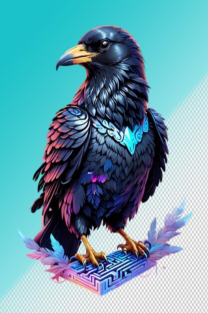 Ilustracja Psd 3d Raven Izolowany Na Przezroczystym Tle