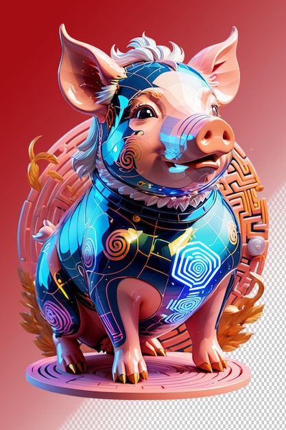 PSD ilustracja psd 3d świnia izolowana na przezroczystym tle