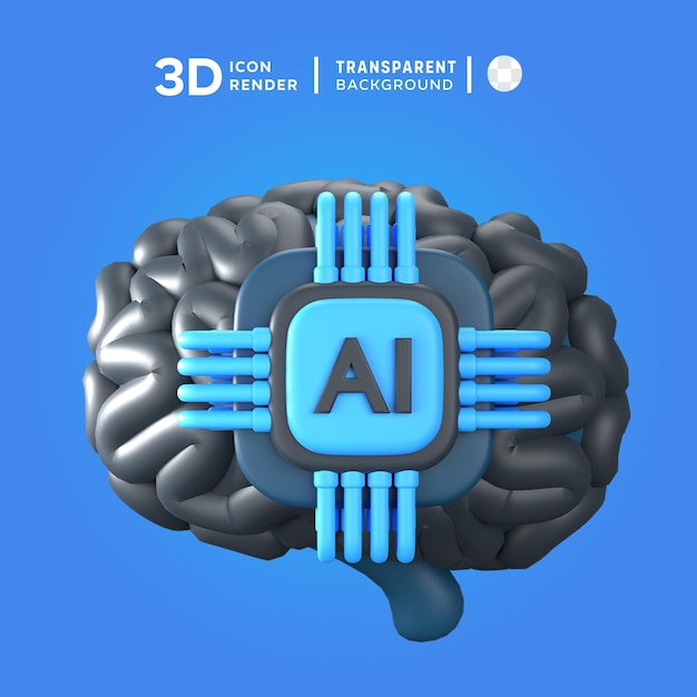 PSD ilustracja psd ai brain 3d