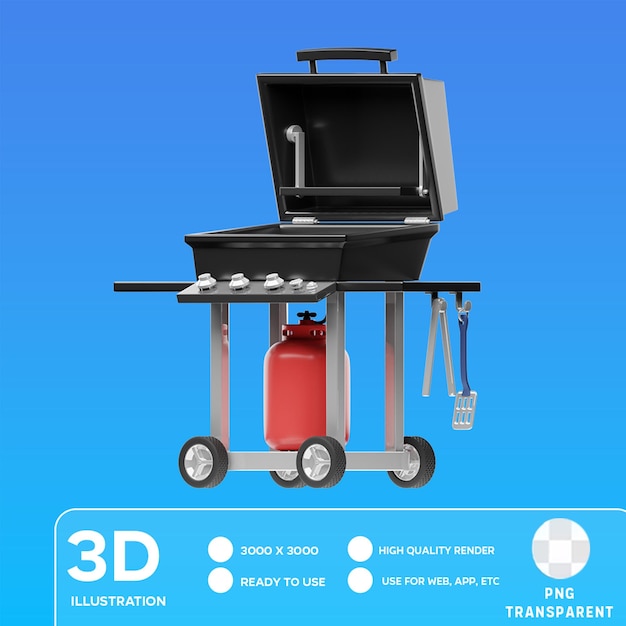 PSD ilustracja psd bbq grill 3d