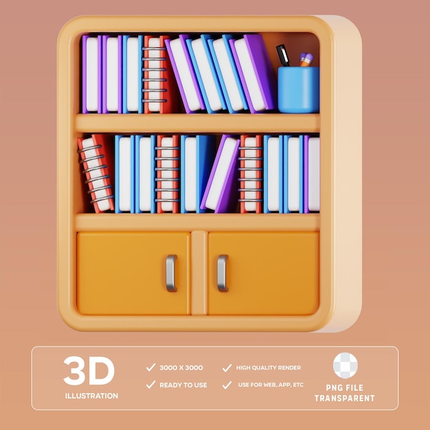Ilustracja PSD Bookshelf 3D
